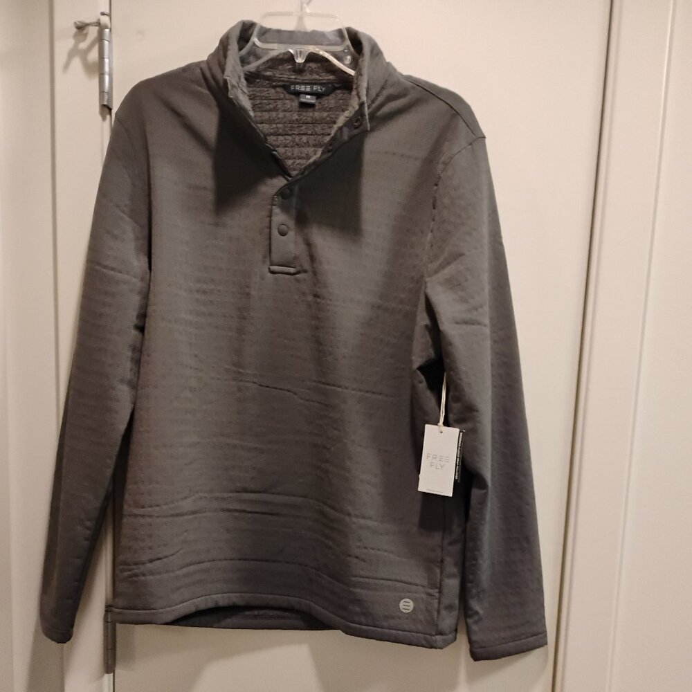 NWT - Free Fly Men's Gridback Fleece Snap Pullover Medium Olive (Brand new!!)